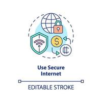 Use secure internet concept icon. Avoid public networks. Crypto wallet safety abstract idea thin line illustration. Isolated outline drawing. Editable stroke. vector