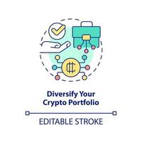 Diversify your crypto portfolio concept icon. Cryptocurrency advice abstract idea thin line illustration. Isolated outline drawing. Editable stroke. vector