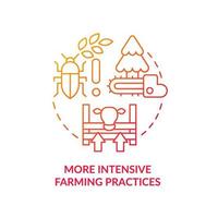 More intensive farming practices red gradient concept icon. Agriculture. Overpopulation effects abstract idea thin line illustration. Isolated outline drawing. vector