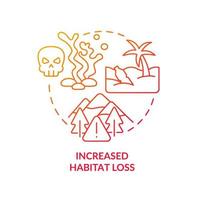 Increased habitat loss red gradient concept icon. Ecosystems vanishing. Overpopulation effect on nature abstract idea thin line illustration. Isolated outline drawing.