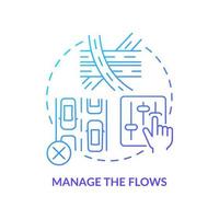 Manage flows blue gradient concept icon. Traffic regulation system. Coping with overcrowding abstract idea thin line illustration. Isolated outline drawing. vector