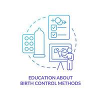 Education about birth control methods blue gradient concept icon. Solution to overpopulation abstract idea thin line illustration. Isolated outline drawing. vector