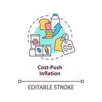 Cost push inflation concept icon. Food products price increasing. Inflation type abstract idea thin line illustration. Isolated outline drawing. Editable stroke. vector