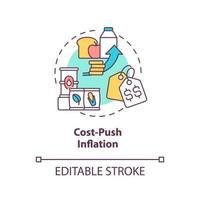 icono de concepto de inflación de empuje de costo. aumento del precio de los productos alimenticios. tipo de inflación idea abstracta ilustración de línea delgada. dibujo de contorno aislado. trazo editable. vector