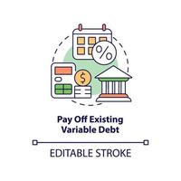 Pay off existing variable debt concept icon. Protecting money during inflation abstract idea thin line illustration. Isolated outline drawing. Editable stroke. vector