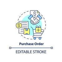 Purchase order concept icon. Type of contract abstract idea thin line illustration. Ordering goods from supplier. Isolated outline drawing. Editable stroke. vector
