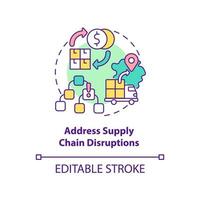 Address supply chain disruptions concept icon. Dealing with inflation in business abstract idea thin line illustration. Isolated outline drawing. Editable stroke. vector