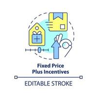 Fixed price plus incentives concept icon. Common contract type abstract idea thin line illustration. Win-win strategy. Isolated outline drawing. Editable stroke. vector