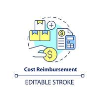 Cost reimbursement concept icon. Type of contract abstract idea thin line illustration. Profit percentage. Compensation. Isolated outline drawing. Editable stroke. vector