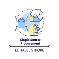 Single source procurement concept icon. Purchasing strategy example abstract idea thin line illustration. Supply chain. Isolated outline drawing. Editable stroke. vector