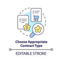 Choose appropriate contract type concept icon. Procurement process flow abstract idea thin line illustration. E commerce. Isolated outline drawing. Editable stroke. vector