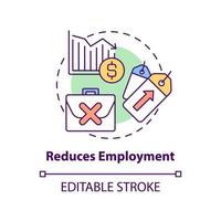 Reduces employment concept icon. Economic correlation. Effect of inflation abstract idea thin line illustration. Isolated outline drawing. Editable stroke. vector