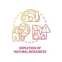 Depletion of natural resources red gradient concept icon. Negative effect of overpopulation abstract idea thin line illustration. Isolated outline drawing. vector