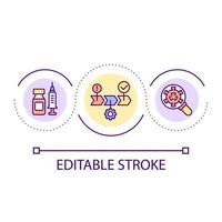 Vaccine development stages loop concept icon. Immunization. Virus spreading prevention abstract idea thin line illustration. Isolated outline drawing. Editable stroke. vector