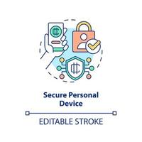 Secure personal device concept icon. Use strong antivirus. Crypto wallet security abstract idea thin line illustration. Isolated outline drawing. Editable stroke. vector