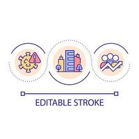 Virus spreading in city loop concept icon. Public health. Infected people. Epidemiology abstract idea thin line illustration. Isolated outline drawing. Editable stroke. vector
