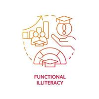 Functional illiteracy red gradient concept icon. Unprofessional staff. Social effect of overcrowding abstract idea thin line illustration. Isolated outline drawing. vector