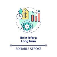 Be in it for long term concept icon. Investment in digital coins. Cryptocurrency tip abstract idea thin line illustration. Isolated outline drawing. Editable stroke. vector