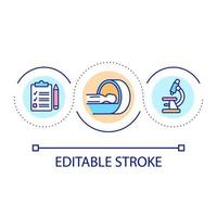 Medical checkup loop concept icon. Patient screening. Laboratory research. Healthcare abstract idea thin line illustration. Isolated outline drawing. Editable stroke. vector