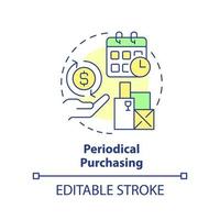 Periodical purchasing concept icon. Formal procurement method abstract idea thin line illustration. Make regular payments. Isolated outline drawing. Editable stroke. vector