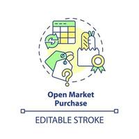 Open market purchase concept icon. Method of food purchasing abstract idea thin line illustration. Standard of quality. Isolated outline drawing. Editable stroke. vector