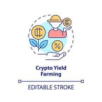 Crypto yield farming concept icon. Way to make money on cryptocurrency abstract idea thin line illustration. Isolated outline drawing. Editable stroke. vector