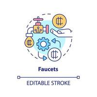 Faucets concept icon. Free tokens by completing tasks. Make money on crypto abstract idea thin line illustration. Isolated outline drawing. Editable stroke. vector