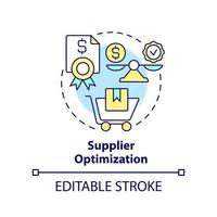 Supplier optimization concept icon. Purchasing strategy abstract idea thin line illustration. Rationalising supply chain. Isolated outline drawing. Editable stroke. vector