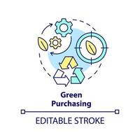 Green purchasing concept icon. Procurement strategy abstract idea thin line illustration. Environmentally preferable buy. Isolated outline drawing. Editable stroke. vector