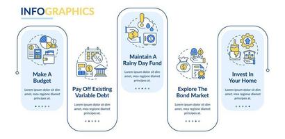 Protecting money during inflation rectangle infographic template. Data visualization with 5 steps. Editable timeline info chart. Workflow layout with line icons. vector