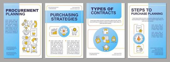 Successful procurement process blue brochure template. Strategies. Leaflet design with linear icons. Editable 4 vector layouts for presentation, annual reports.