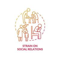 Strain on social relations red gradient concept icon. Communication. Negative effect of overcrowding abstract idea thin line illustration. Isolated outline drawing. vector