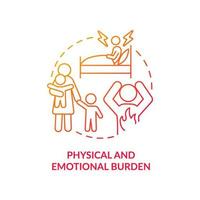 Physical and emotional burden red gradient concept icon. Distress. Health effects of overcrowding abstract idea thin line illustration. Isolated outline drawing. vector