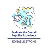 Evaluate overall supplier experience concept icon. Effective purchasing process abstract idea thin line illustration. Isolated outline drawing. Editable stroke. vector