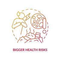 Bigger health risks red gradient concept icon. Sanitary problem. Overcrowding effect on health abstract idea thin line illustration. Isolated outline drawing. vector