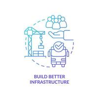Build better infrastructure blue gradient concept icon. City development. Reduction of overcrowding abstract idea thin line illustration. Isolated outline drawing. vector