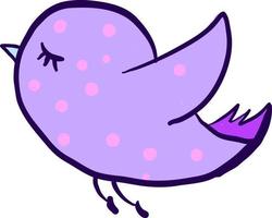 Lindo pájaro púrpura volando, ilustración, vector sobre fondo blanco.