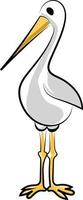 Standing stork, illustration, vector on white background.