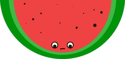 Sad sliced watermelon, illustration, vector on white background.