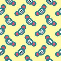 Little mouse head , seamless pattern on a yellow background. vector