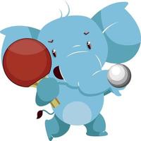 Elephant with racket, illustration, vector on white background.