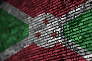 Burundi flag is depicted on the screen with the program code. The concept of modern technology and site development photo