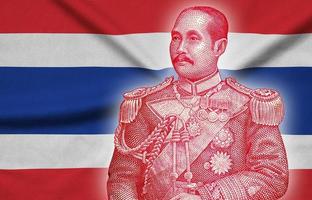 Portrait of Chulalongkorn also known as King Rama V was the fifth monarch of Siam under the House of Chakri. Figure on Thailand flag photo