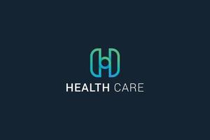 Letter H 3d blue gradient modern health care logo vector