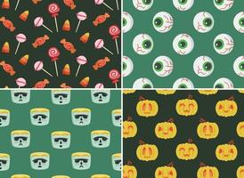 Set of Halloween seamless patterns. vector