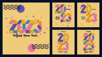 2023 New Year Square Poster Set with creative concept. Shaped creative concept for the new year 2023. vector