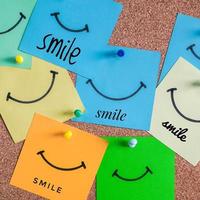 smile on the post it, feelings and emotions photo