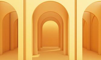 fondo de ritmo de arco de arquitectura pastel amarillo - representación 3d foto