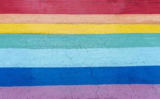 Rainbow background painted on asphalt path, copy space, colorful backdrop photo