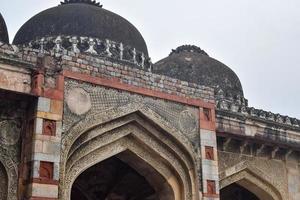 Mughal Architecture inside Lodhi Gardens, Delhi, India, Beautiful Architecture Inside Three-domed mosque in Lodhi Garden is said to be the Friday mosque for Friday prayer, Lodhi Garden Tomb photo